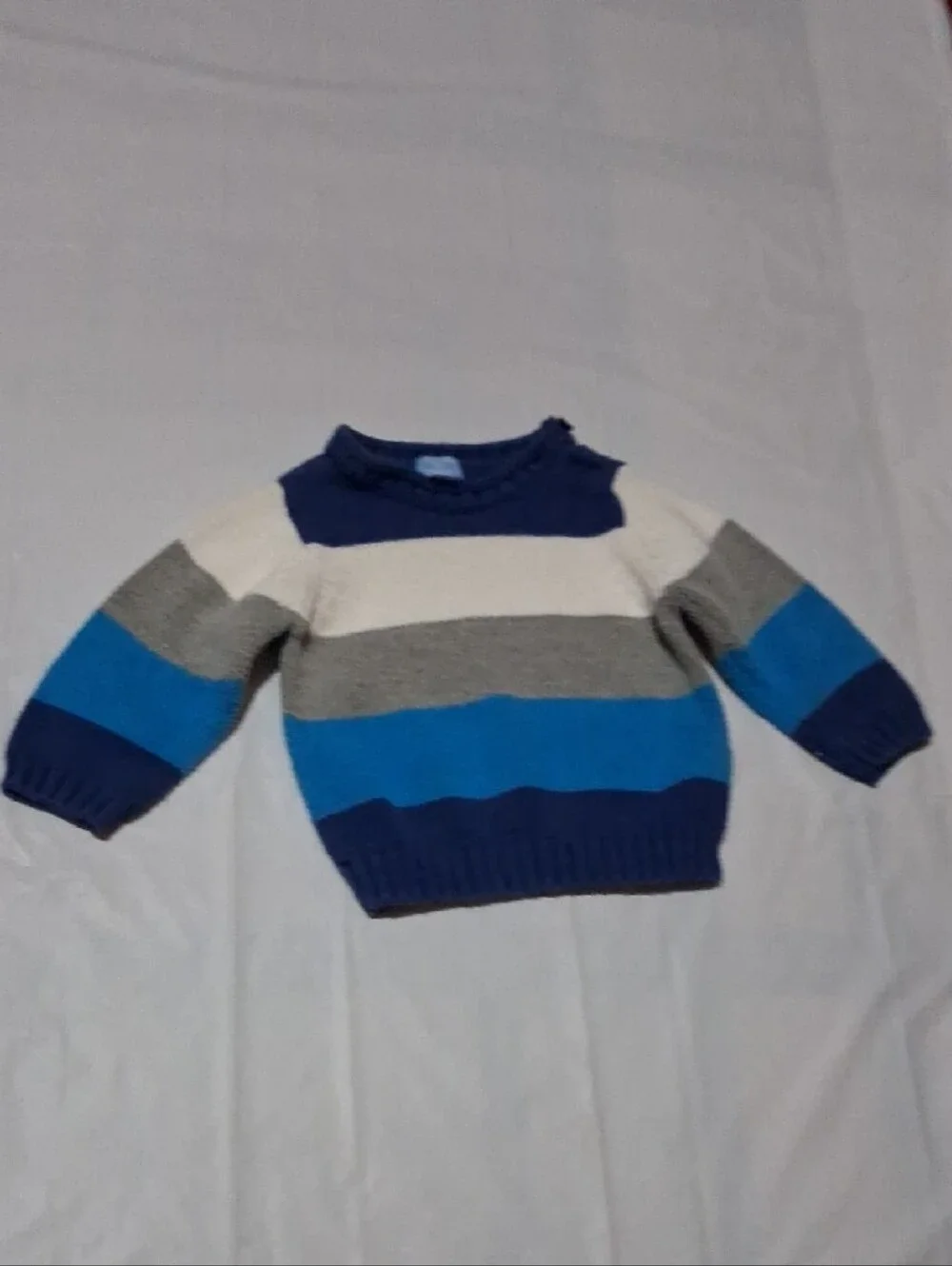The Children's Place Navy and Cream Striped Knit Top